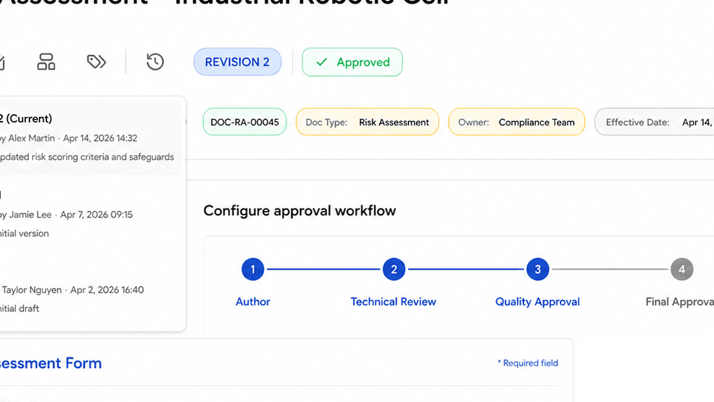 Soply Ensure Compliance module showing approval workflow and audit log